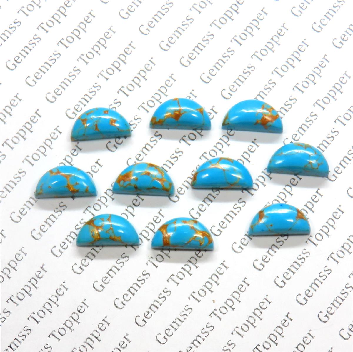 Blue Mohave Turquoise 6x12 mm D Shape Cabochon